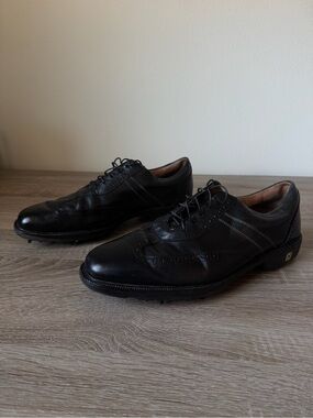 FootJoy ICON Golf Shoes Mens 13 Black Leather Wingtip Cleats Premium